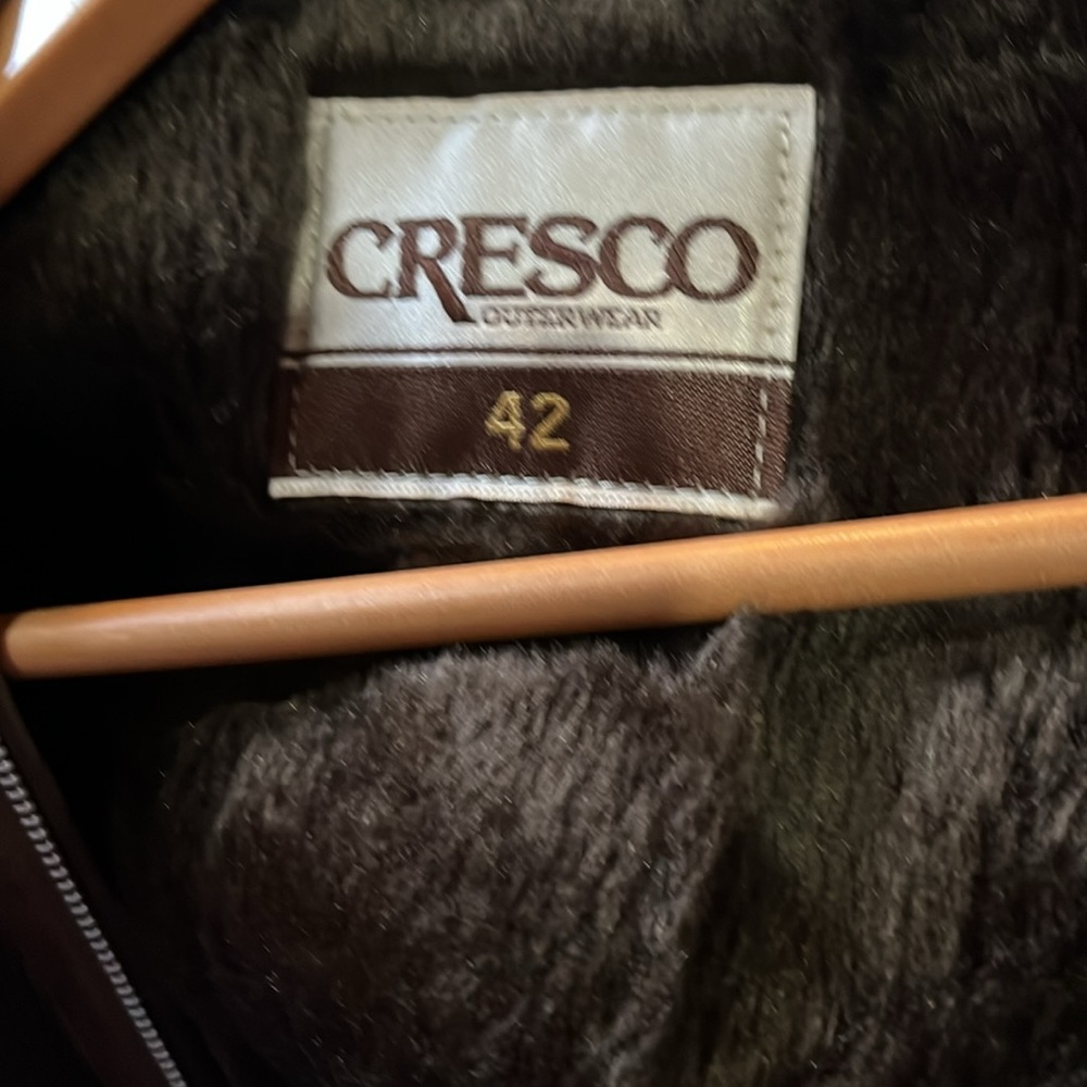 MEN 42 JACKET LEATHER Cresco chesnut color leather jacket with liner 1217 - Picture 8 of 9